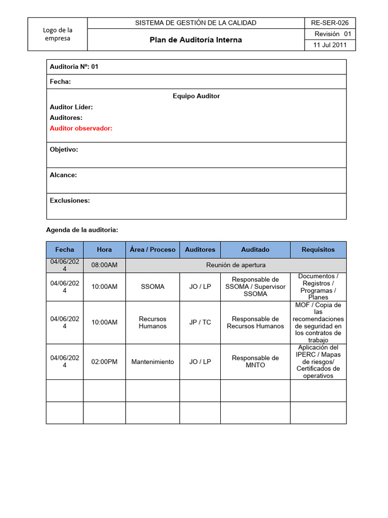 Plan de Auditoría Interna 2011 | PDF | Auditoría | Contralor