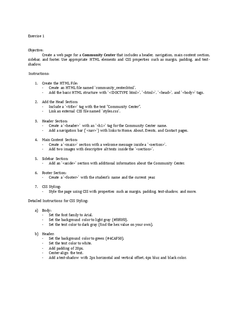 Mini Exercises 1 | PDF | Html Element | Html