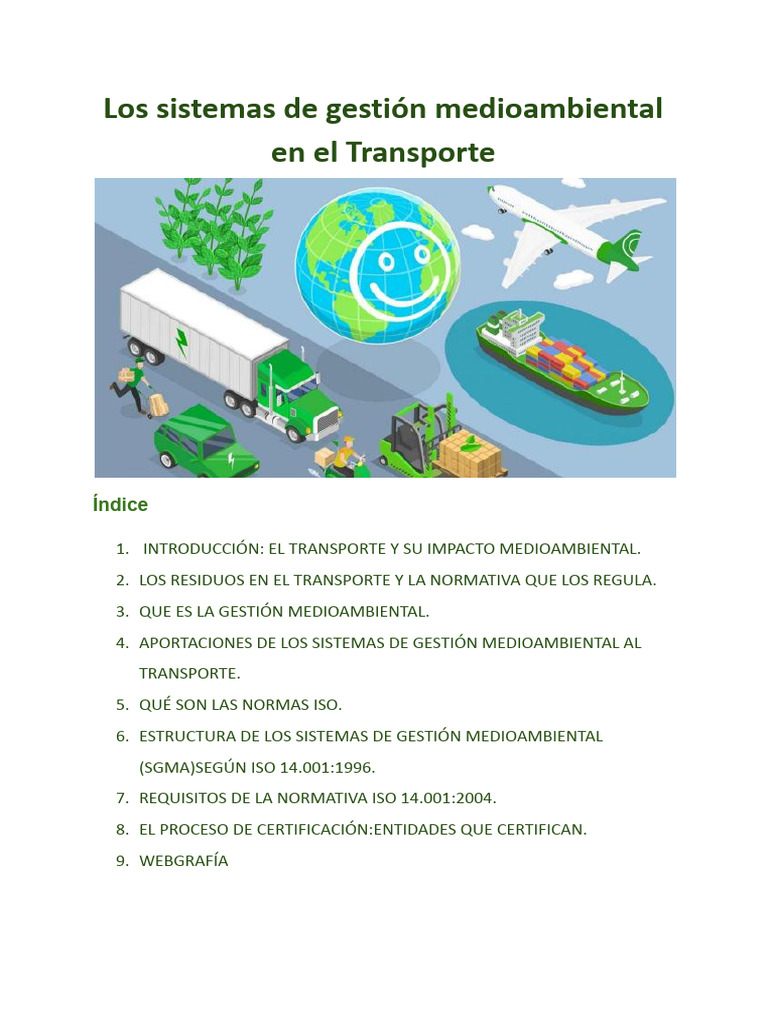 Gestión Ambiental en el Transporte | PDF | Entorno natural | Calidad ...