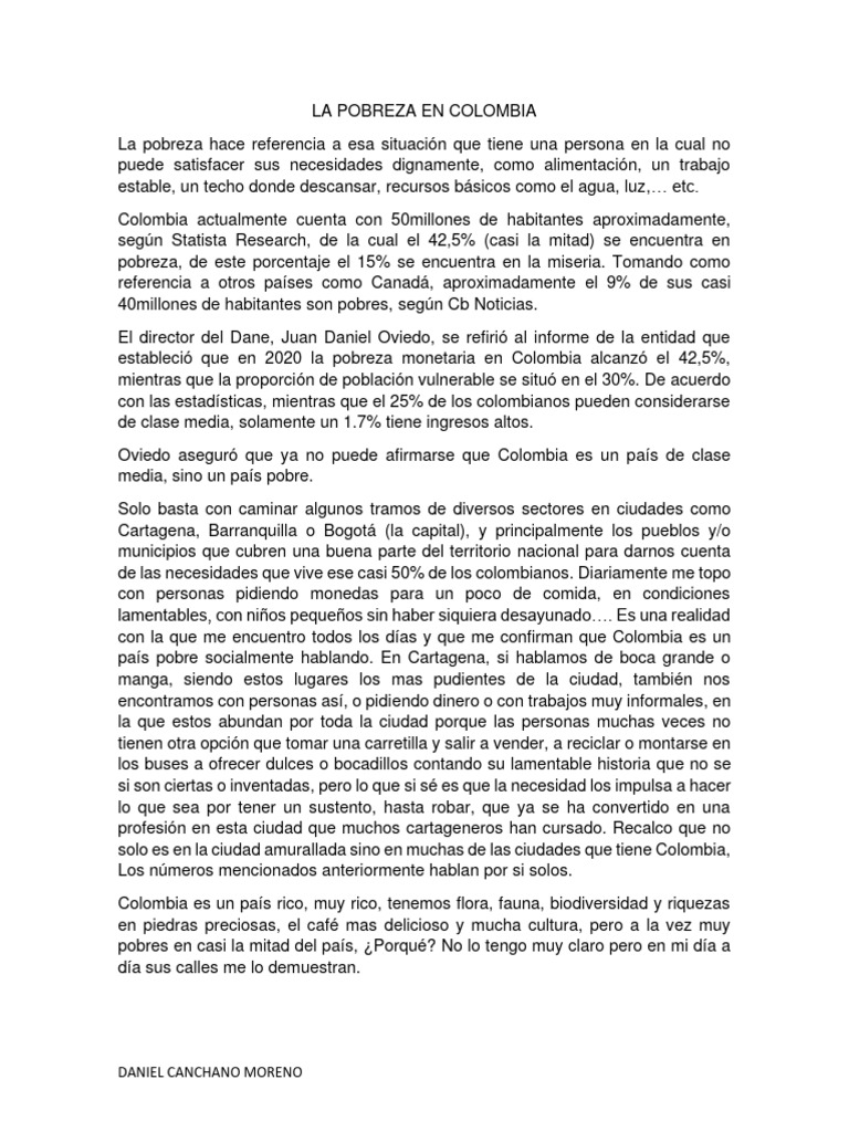 La Pobreza en Colombia | PDF | Pobreza | Pobreza e indigencia