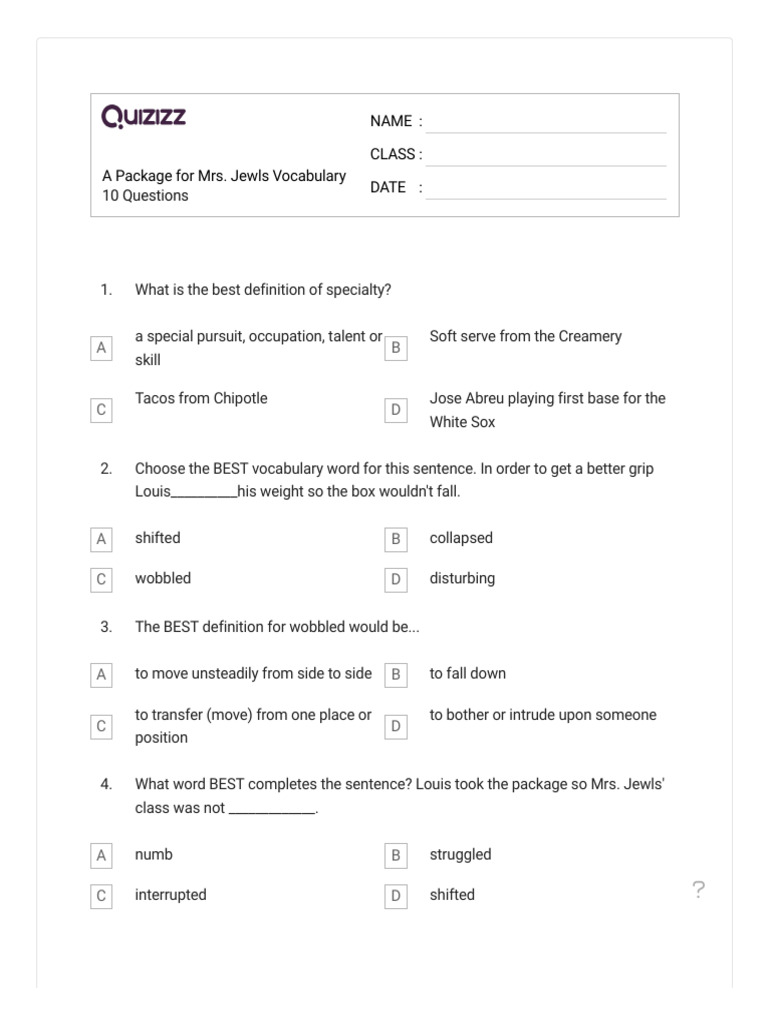 Mrs. Jewls Vocabulary Test Guide | PDF | Language Arts & Discipline