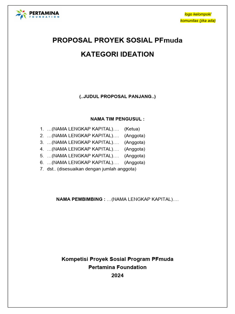 Proposal Proyek Sosial PFmuda 2024 | PDF