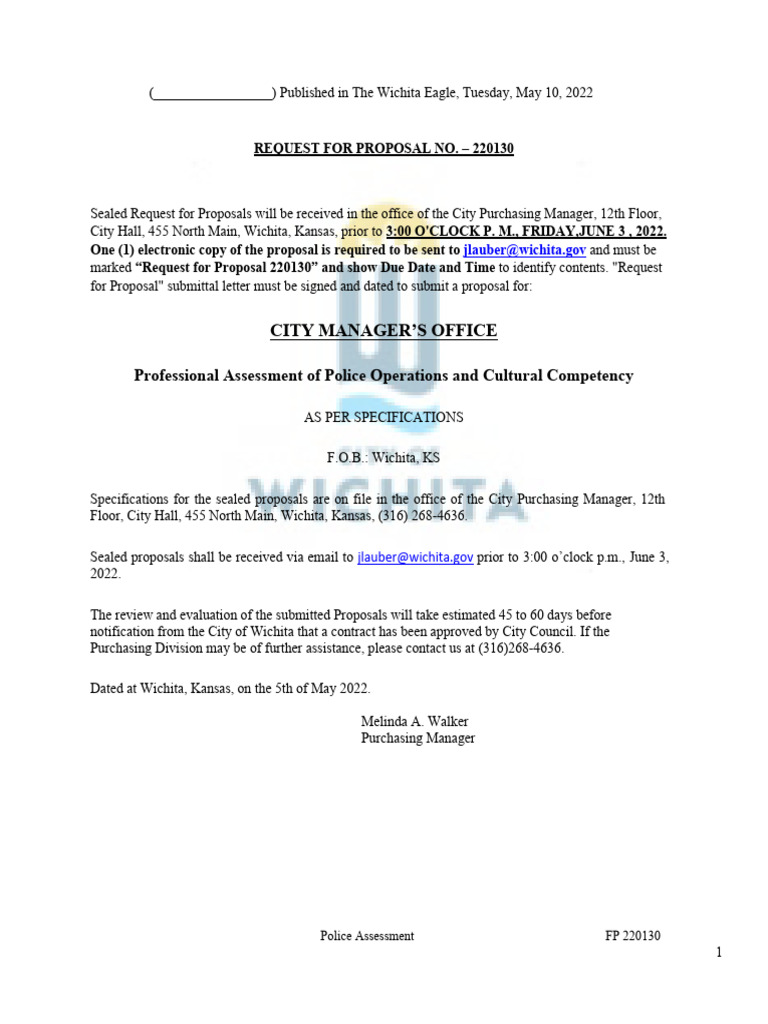 Wichita Police Operations Proposal | PDF | Employment | Insurance
