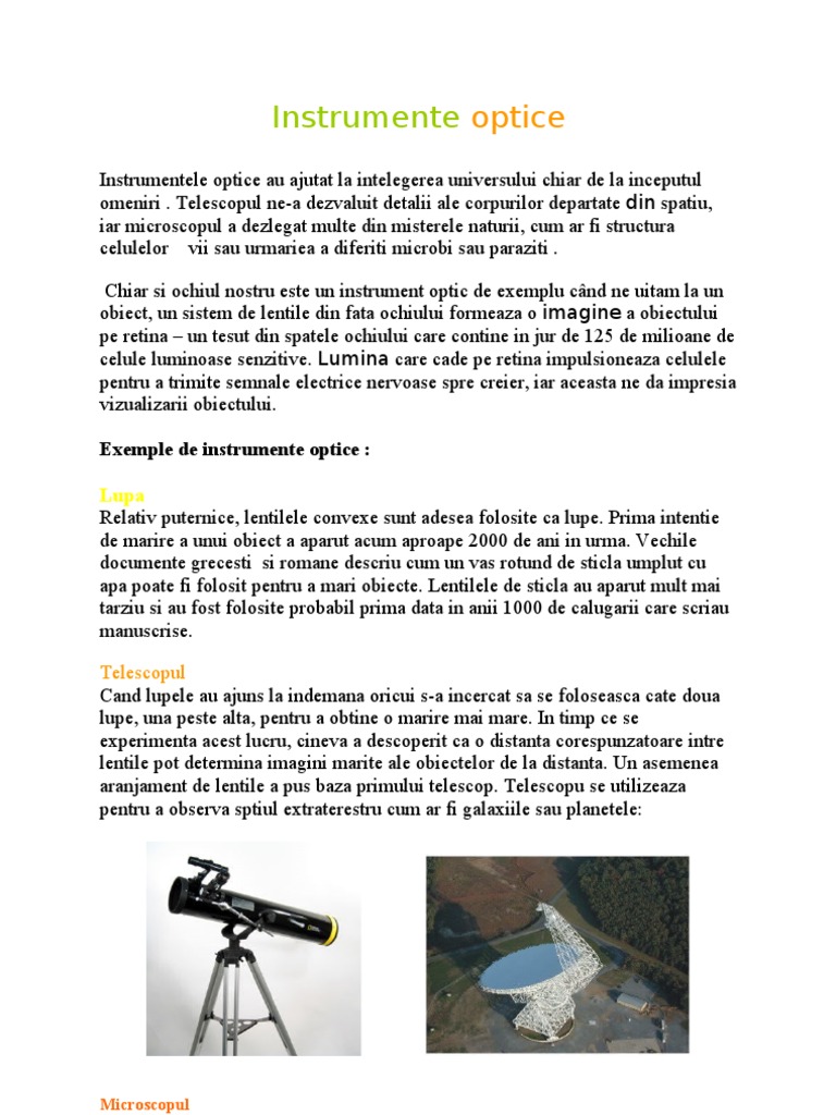 Instrumente Optice | PDF