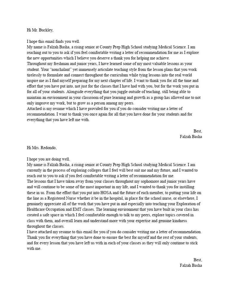 Request for Letters of Recommendation | PDF | Behavior Modification ...