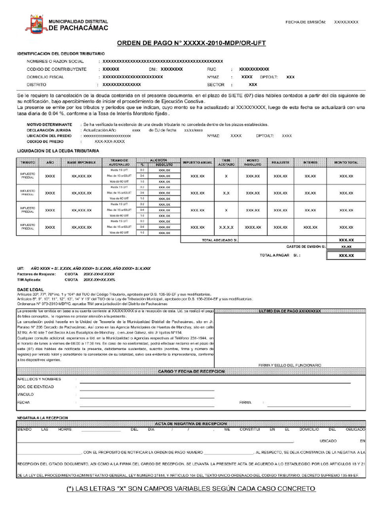 Formato Orden de Pago | PDF