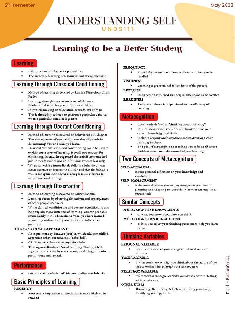 Enhancing Student Self-Understanding | PDF | Learning | Metacognition