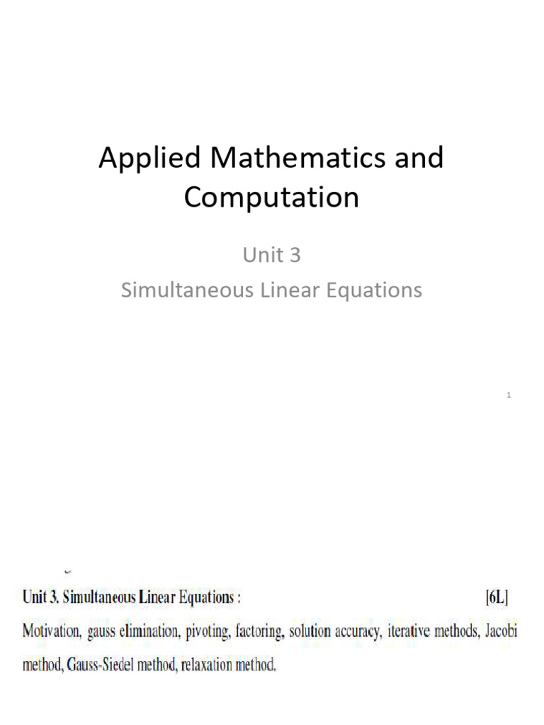 ACM 2022-23 Unit 3 Simultaneous Linear Equation | Download Free PDF ...