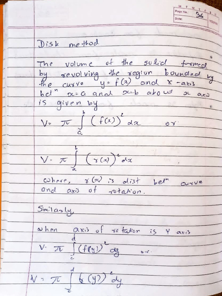 Disk + Washer Method PDF