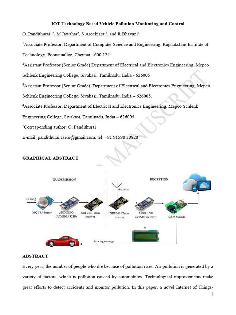 Vehicle Pollution Monitoring PDF Of Things Air Pollution