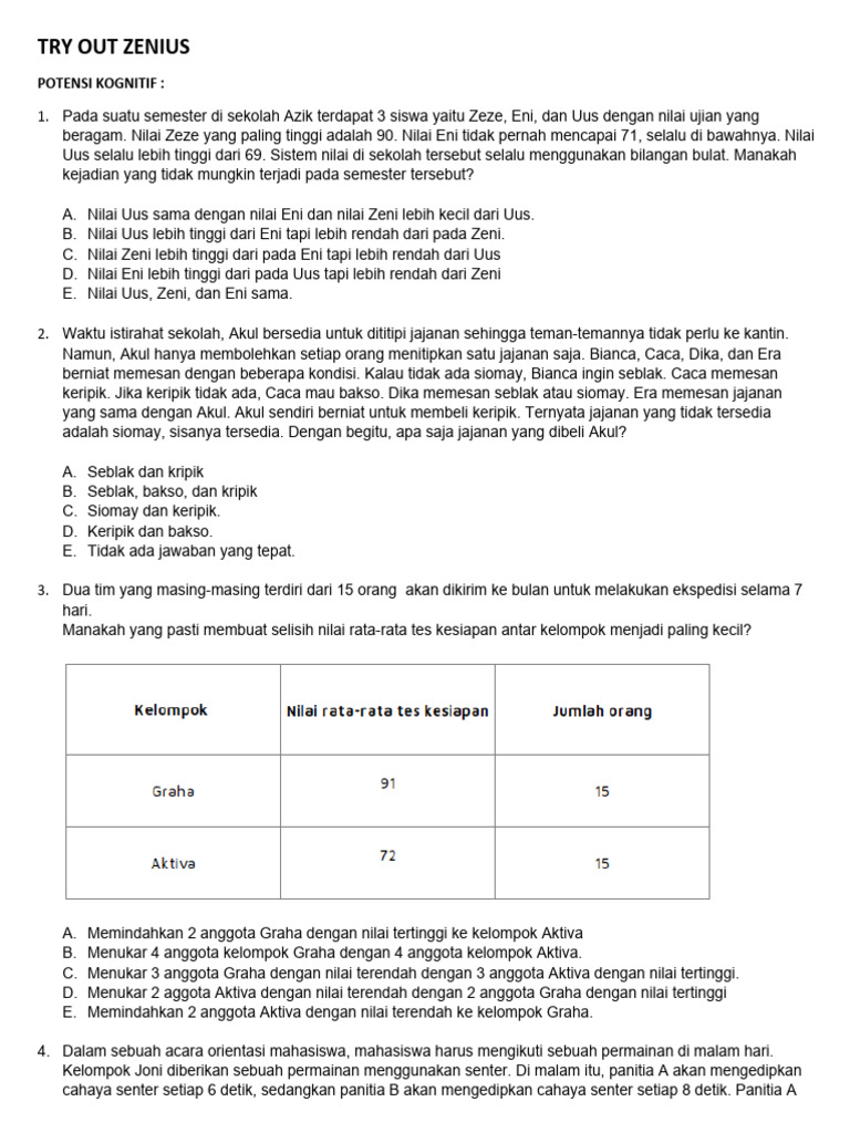 Analisis Try Out Zenius dan Vaksinasi | PDF