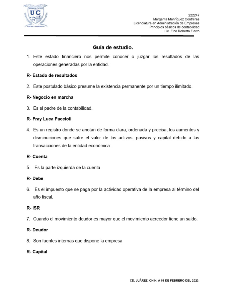 Principios de Contabilidad Básica | PDF | Contabilidad | Estado financiero