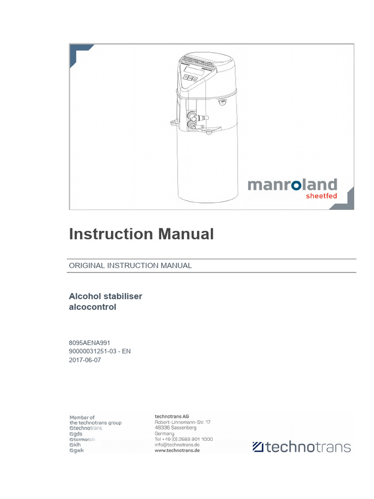 8095AENA991 Instruction Manual Alcohol Technotrans | PDF