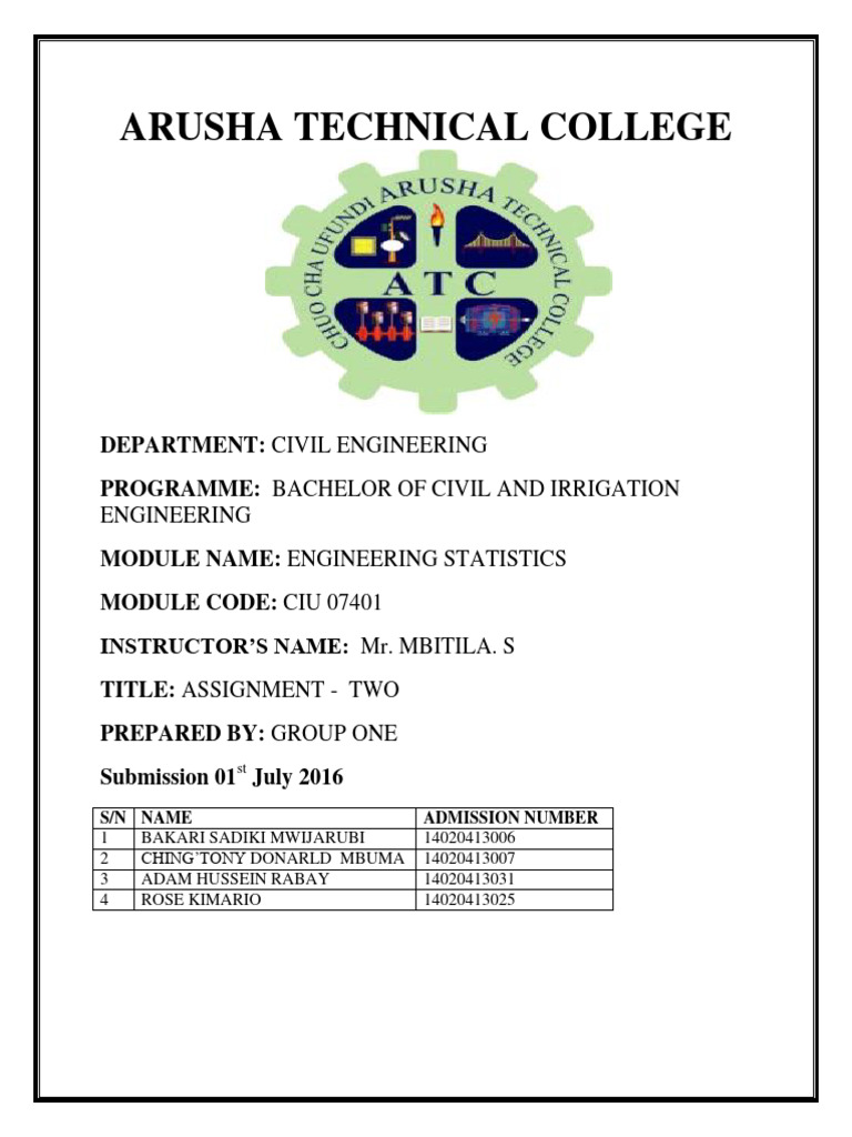 Assignment two engineering statistics pdf null hypothesis tests