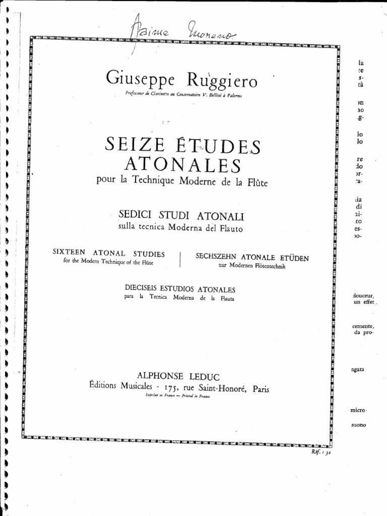 Giuseppe Ruggiero Seize Etudes Atonales | PDF