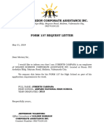 FORM 137 REQUEST LETTER