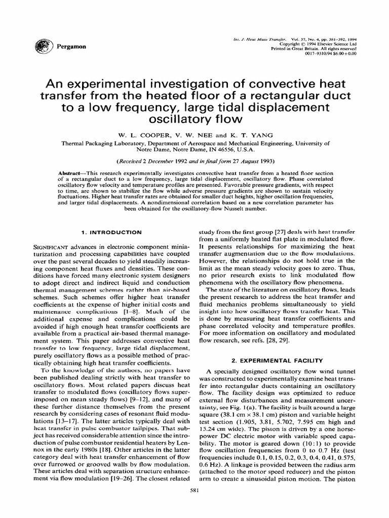 1994 - An Experimental Investigation of Convective Heat Transfer From ...
