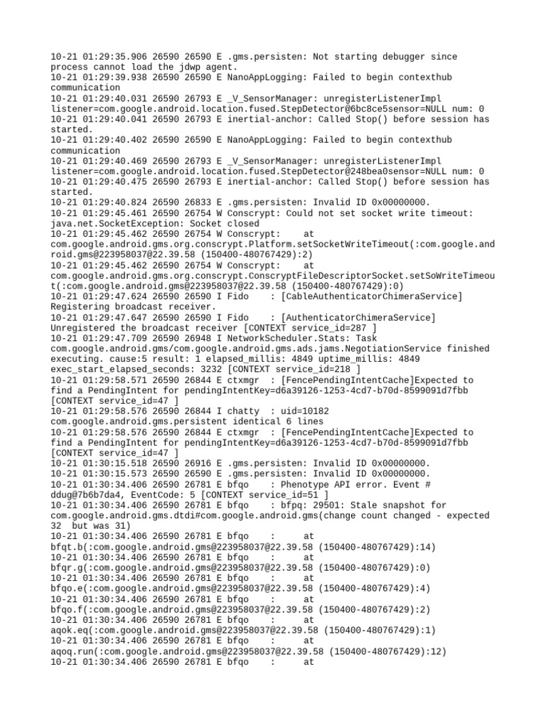 Google Play Services Error Log Analysis | PDF | Software | Operating ...