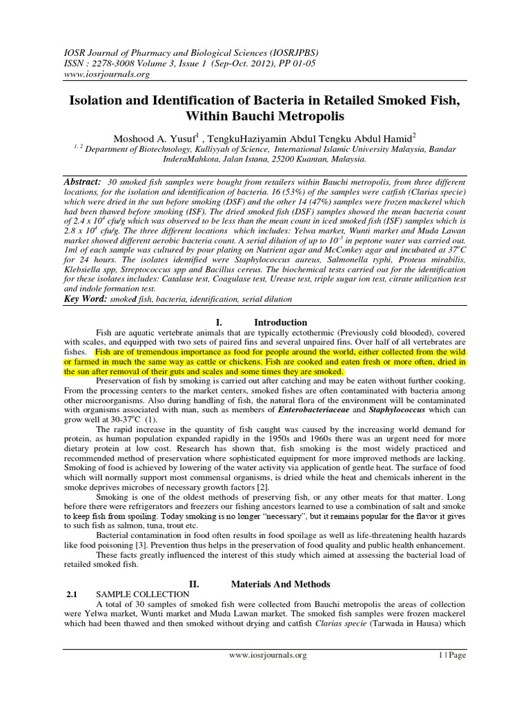 Yusuf - Isolation and Identification of Bacteria in Retailed Smoked ...
