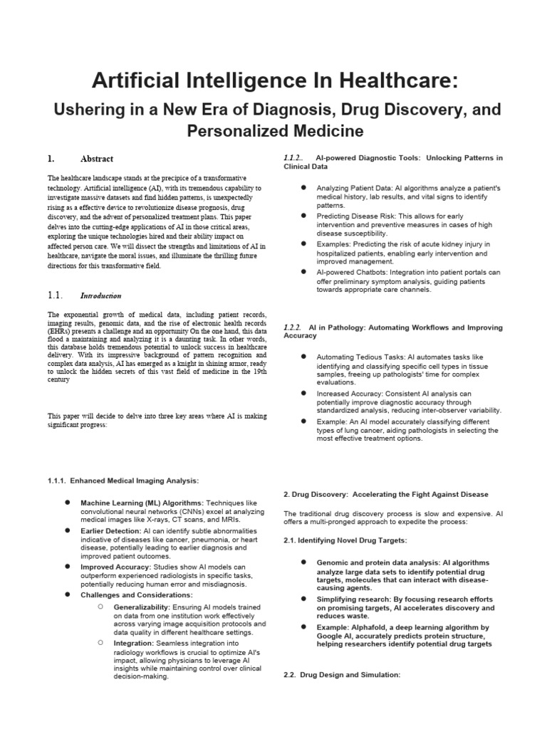 AI Transforming Healthcare: Diagnosis & Treatment | PDF | Personalized ...