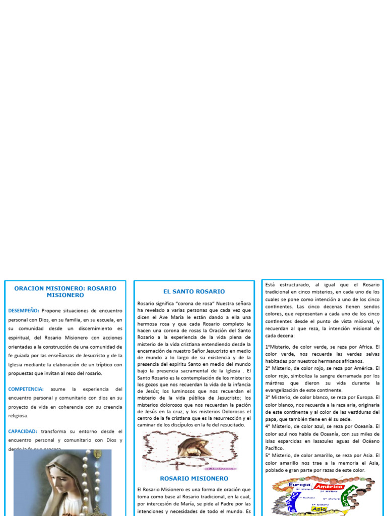 Triptico Del Rosario | Descargar gratis PDF | Rosario | Oración
