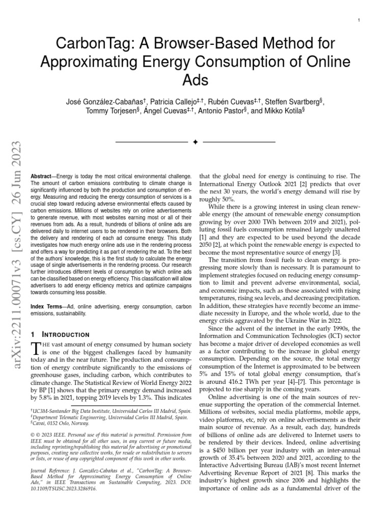 Carbontag a browser based method for approximating energy consumption