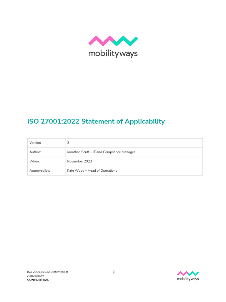 ISO 27001:2022 Statement of Applicability | PDF | Information Security ...