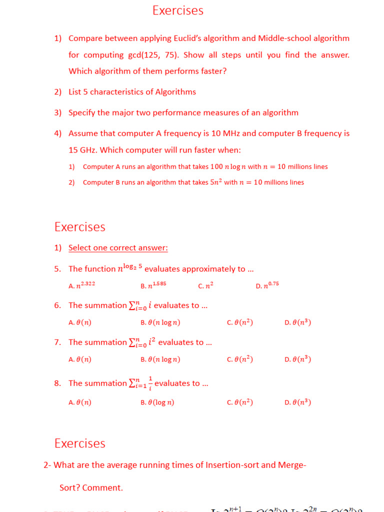 Exercises | PDF | Algorithms | Theoretical Computer Science