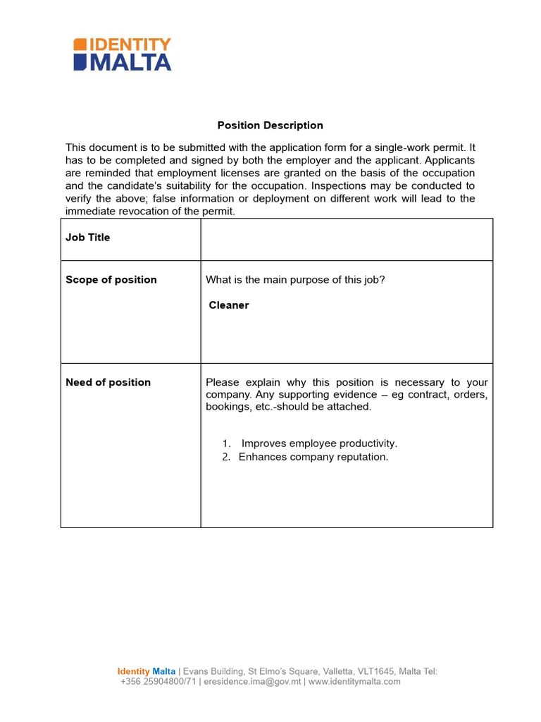 Position | PDF | Employment | Occupational Safety And Health