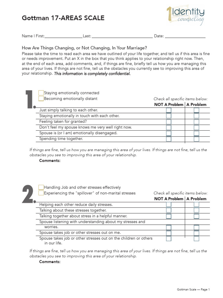 Gottman Scale for Marriage Assessment | PDF | Marriage | Stress (Biology)