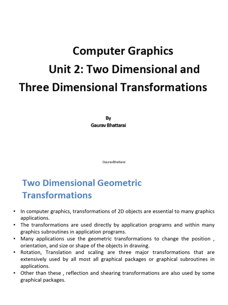 2D Transformations in Computer Graphics | PDF | 2 D Computer Graphics ...