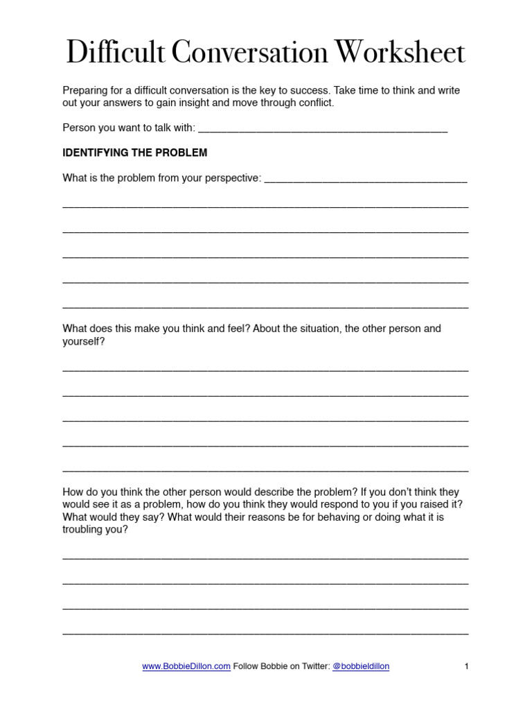 Difficult Conversation Preparation Guide | PDF | Feeling | Cognitive ...