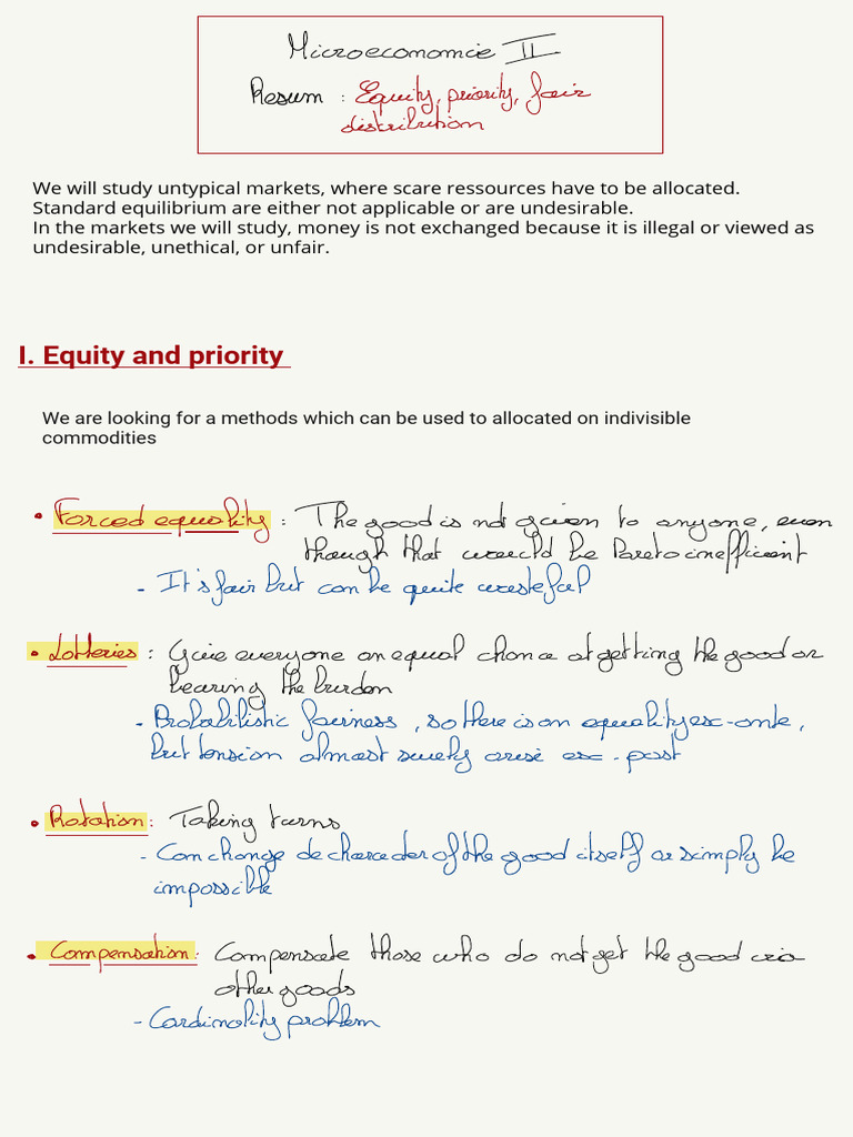 1 Résumé Equity Priority Fair Distribution Microeconomie II | PDF ...