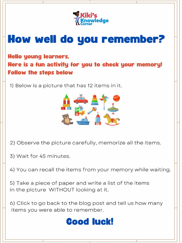 Memory Activity KG 1 | PDF
