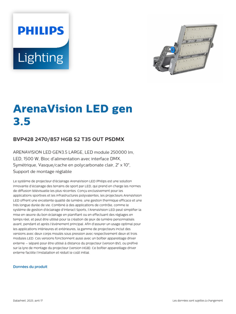 Projecteur LED ArenaVision 1500W | PDF | Diode électroluminescente ...