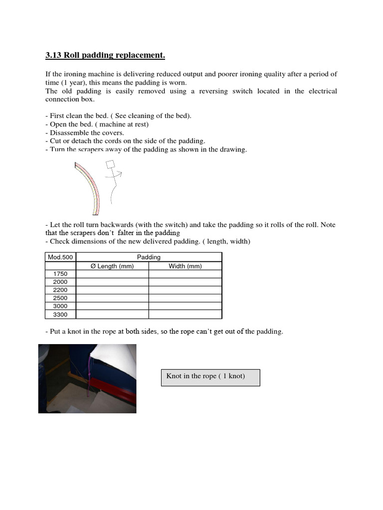 Roll Padding Replacement Guide | PDF | Rope | Manufactured Goods