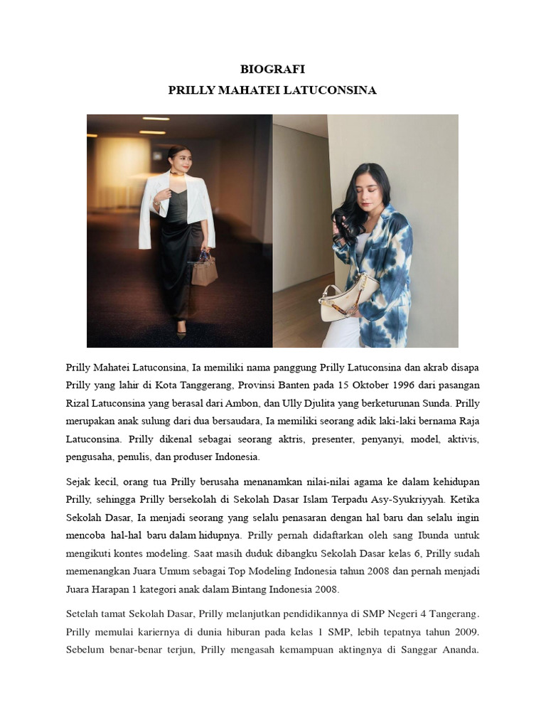 Biografi Singkat Prilly Latuconsina | PDF, image size:768x1024
