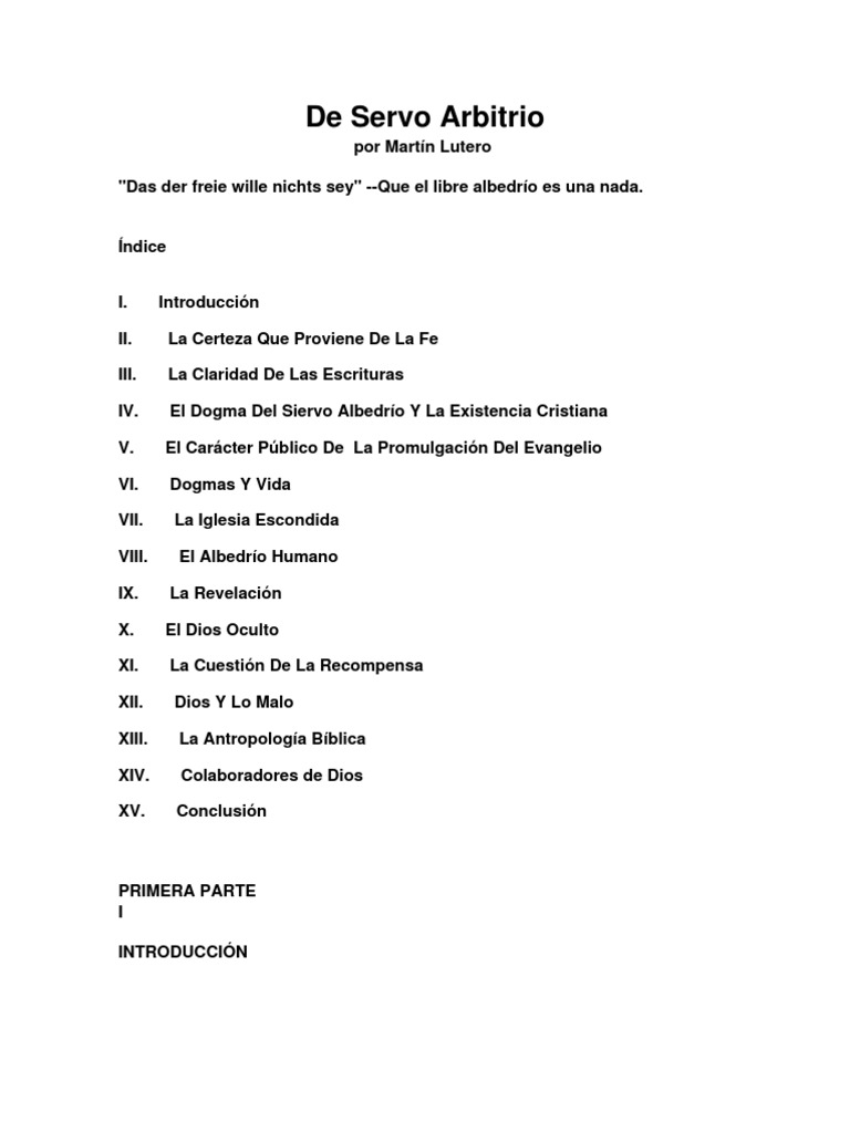 De Servo Arbitrio de Lutero PDF Libre albedrío Cristo (título)