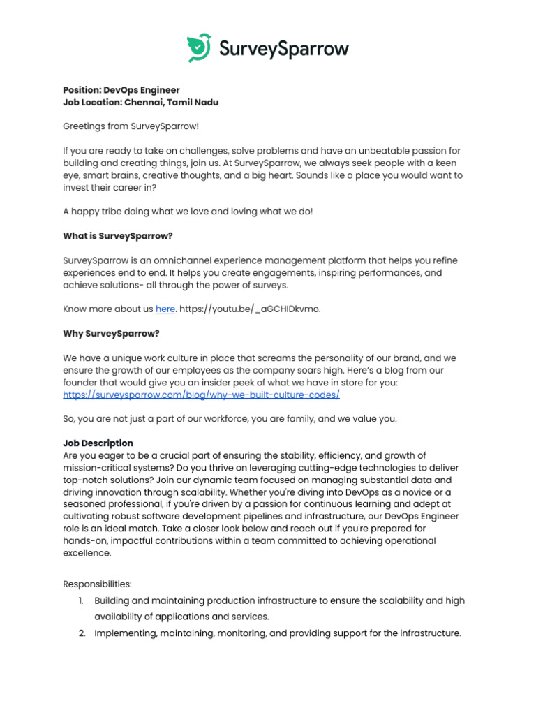 DevOps Engineer Job Opening in Chennai | PDF | Cloud Computing ...