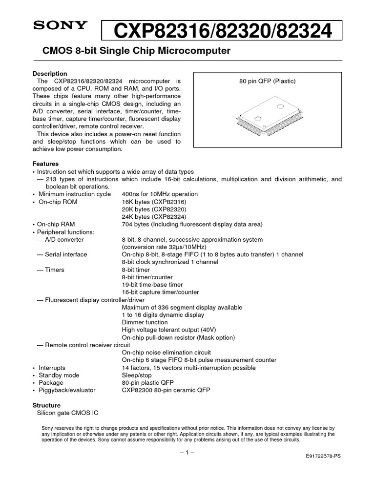 CXP 82316 | PDF | Microcontroller | Electronic Design