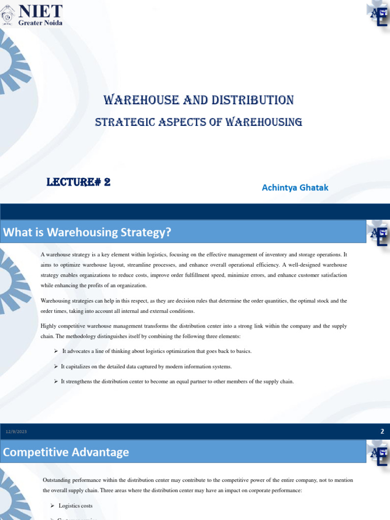 Strategic Aspects of Warehousing-Unit-3 | PDF | Warehouse | Cost Of Living
