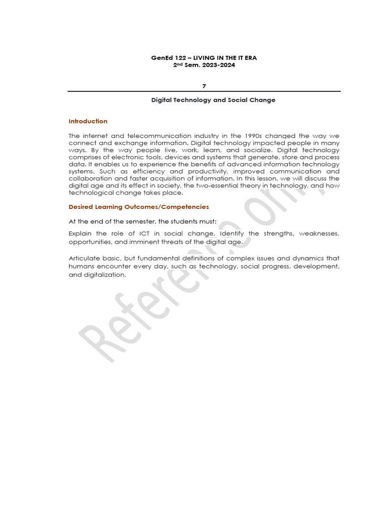 Living in IT ERA - 7 Digital Technology and Social Change | PDF ...