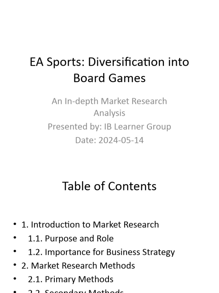 EA Sports Board Games Analysis Presentation Download Free PDF Marketing Research Data