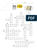 Numbers 1-20 Crossword Puzzle Worksheet In Black And Yellow Minimalist Style