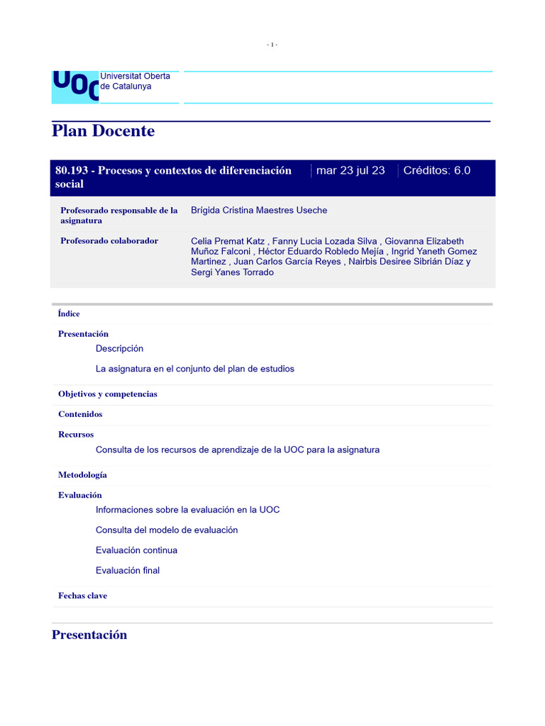 Plan Docente | PDF | Crecimiento personal y profesional | Ciencias sociales