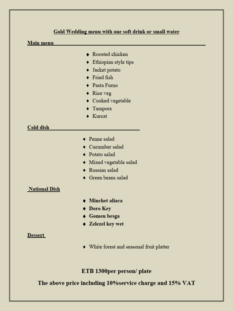 Gold Menu | PDF