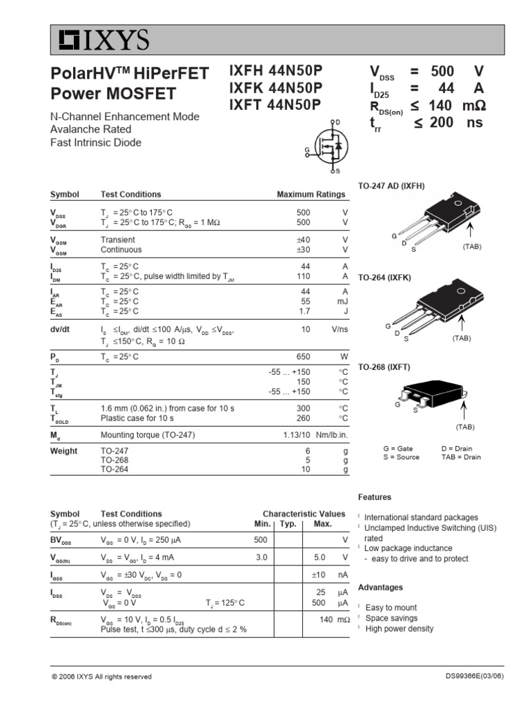 Mosfet Daaatasheet | PDF | Physical Quantities | Electrical Engineering