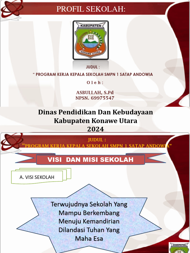 Program Kerja SMPN 1 Satap Andowia | PDF