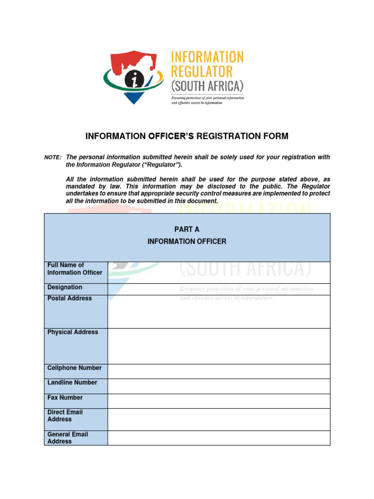 Information Officer Registration Form | PDF | Government