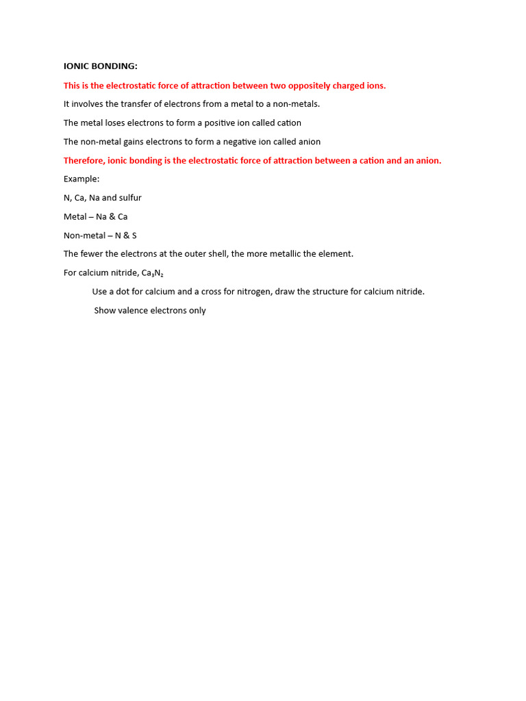 Ionic Bonding Pdf Technology Engineering